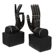 1Paar Buchstützen Orientalische Hand Design Schwarz Resin Dekor