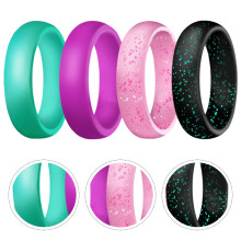 4Stk Silikon Ring Damen Ergonomisch Atmungsaktiv Glitter Bunte Ringe