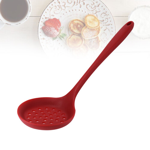 Durable Silicone Colander Hot Pot Spoon Red Kitchen Utensil 2