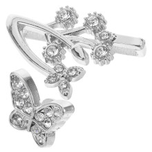 1Set Silberne Uhrband Dekorationsringe Mit Schmetterling Und Strass