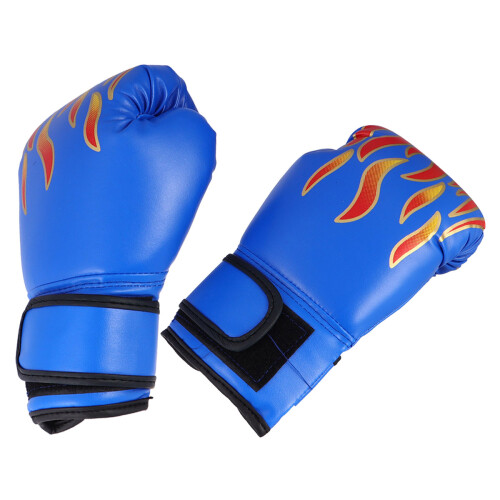 Boxhandschuhe Kinder PU Trainingshandschuhe Blau Flame Muster 2