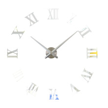 Silver DIY Acrylic Mirror Wall Clocks for Home Decor Large Silent