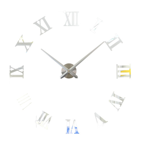 Silver DIY Acrylic Mirror Wall Clocks for Home Decor Large Silent