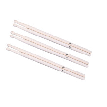 3Paires Baguettes Percussion Bois Blanches Légères Durables Pour Scène