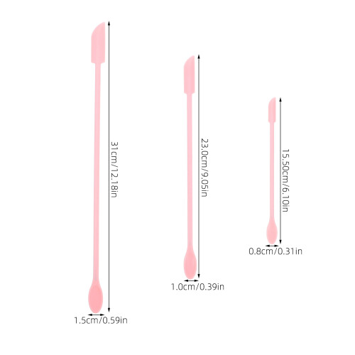 3Pcs Pink Silicone Scraper Flexible Double Head Cake Cream Spatula 2