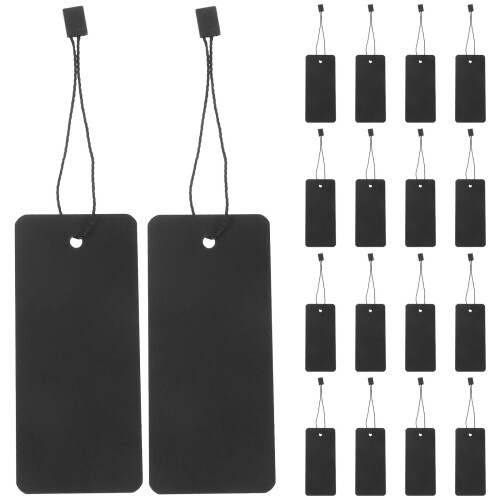 Hanging Tags With String Black Paper 200 Set