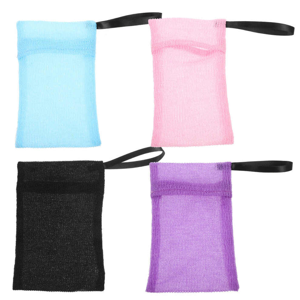 Supvox 4Pcs Durable Nylon Soap Bags For Shower Exfoliating Bar Soap Pouch