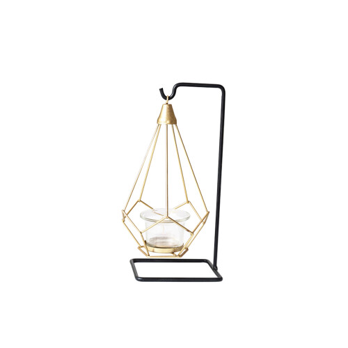 Modern Tea Light Holder Iron Frame With Suspended Cup Style D
