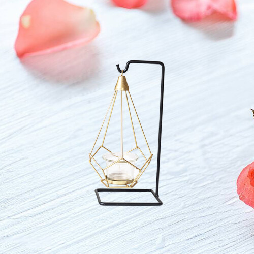Modern Tea Light Holder Iron Frame With Suspended Cup Style D 2