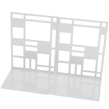 2Pcs White Metal Book Ends for Shelves Sturdy Decorative Book Holders
