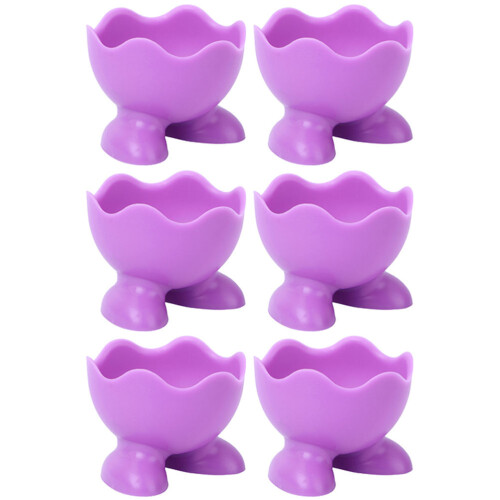 6Pcs Violet Silicone Boiled Egg Cups Dishwasher Safe Egg Cooker Cups
