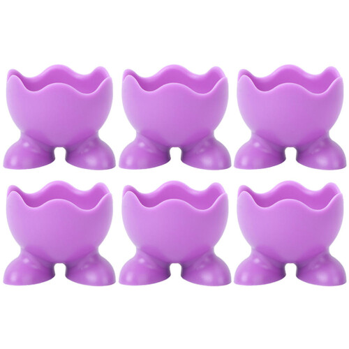 6Pcs Violet Silicone Boiled Egg Cups Dishwasher Safe Egg Cooker Cups 2