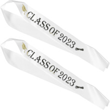 Graduation Stole Class Of 2023 White Premium Fabric Unisex 4pcs