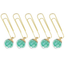 5Pcs Assorted Color Crystal Paper Clips Metal Bookmarks for Office