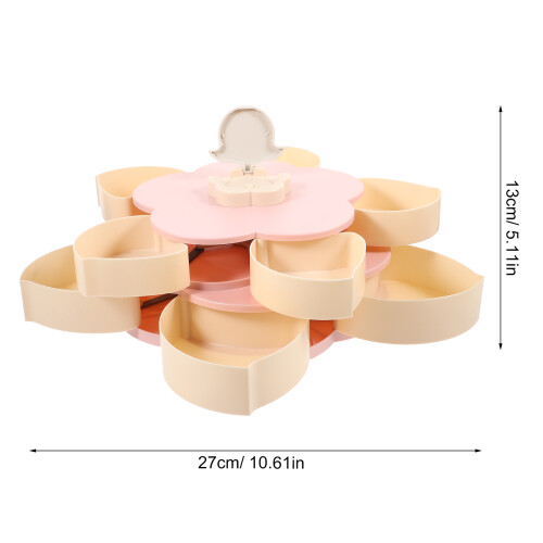 1Pc Double-Layer Petal Candy Box Rotatable Snack Case with Phone Slot 1
