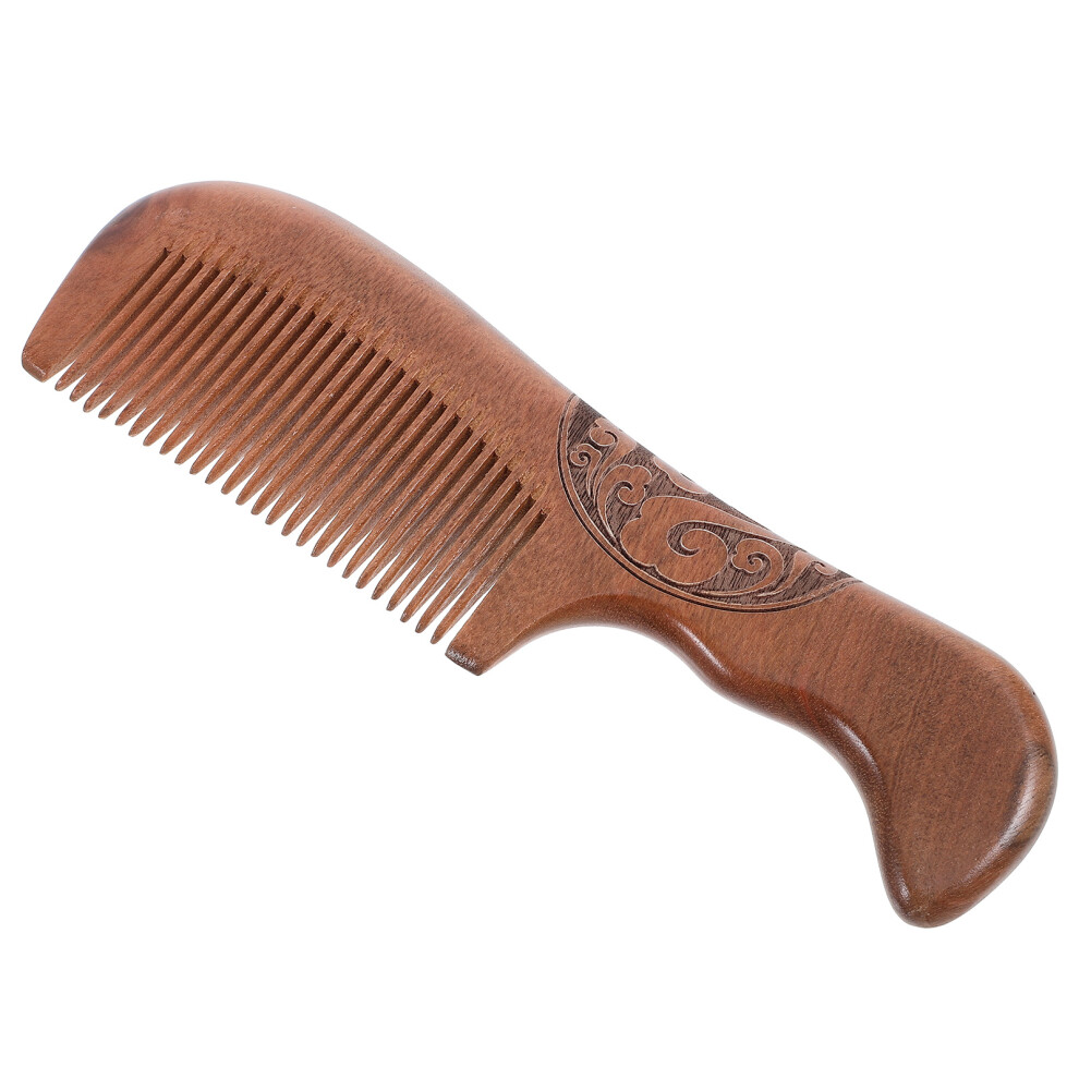 Inoomp Unisex Sandalwood Hair Comb Carved Thickened Wooden Anti Static Massage Comb