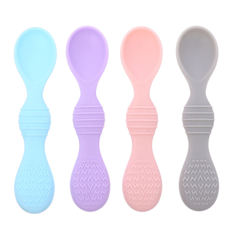 4Pcs Baby Silicone Feeding Spoons Soft Infant Flatware Assorted Color Inoomp