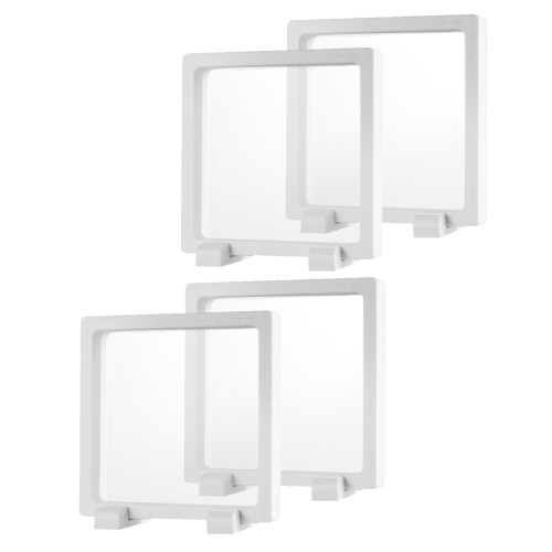 2Pcs Clear Display Frames Set Floating Holder For Jewelry White