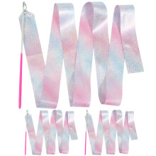 3Pcs Kids Pink Gymnastics Streamers Silk Fiber Dance Ribbons