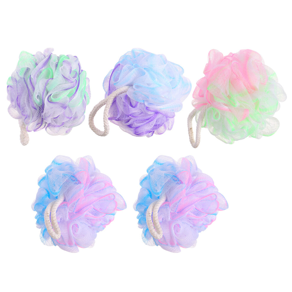 Ohphcall 5Pcs Multifunctional Bath Poufs Mesh Shower Sponge For Smooth Skin
