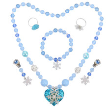 2Sets Sweet Blue Necklace Bracelet Set Kids' Snowflake Theme Jewelry