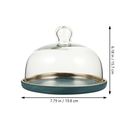 1Set Keramik Kuchenplatte Mit Glasdeckel Bunt Snack Teller Abdeckbar 2