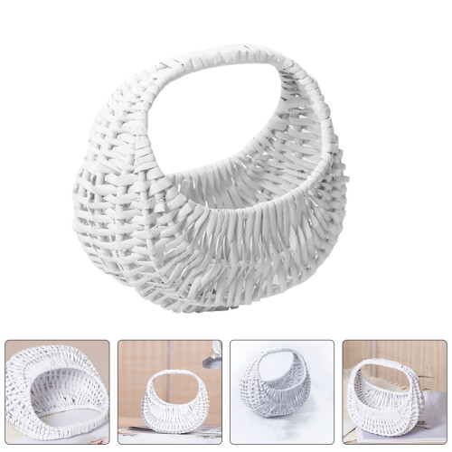 1Cestointrecciato Bianco Per Fiori, Multifunzione E Stile Rustico 2