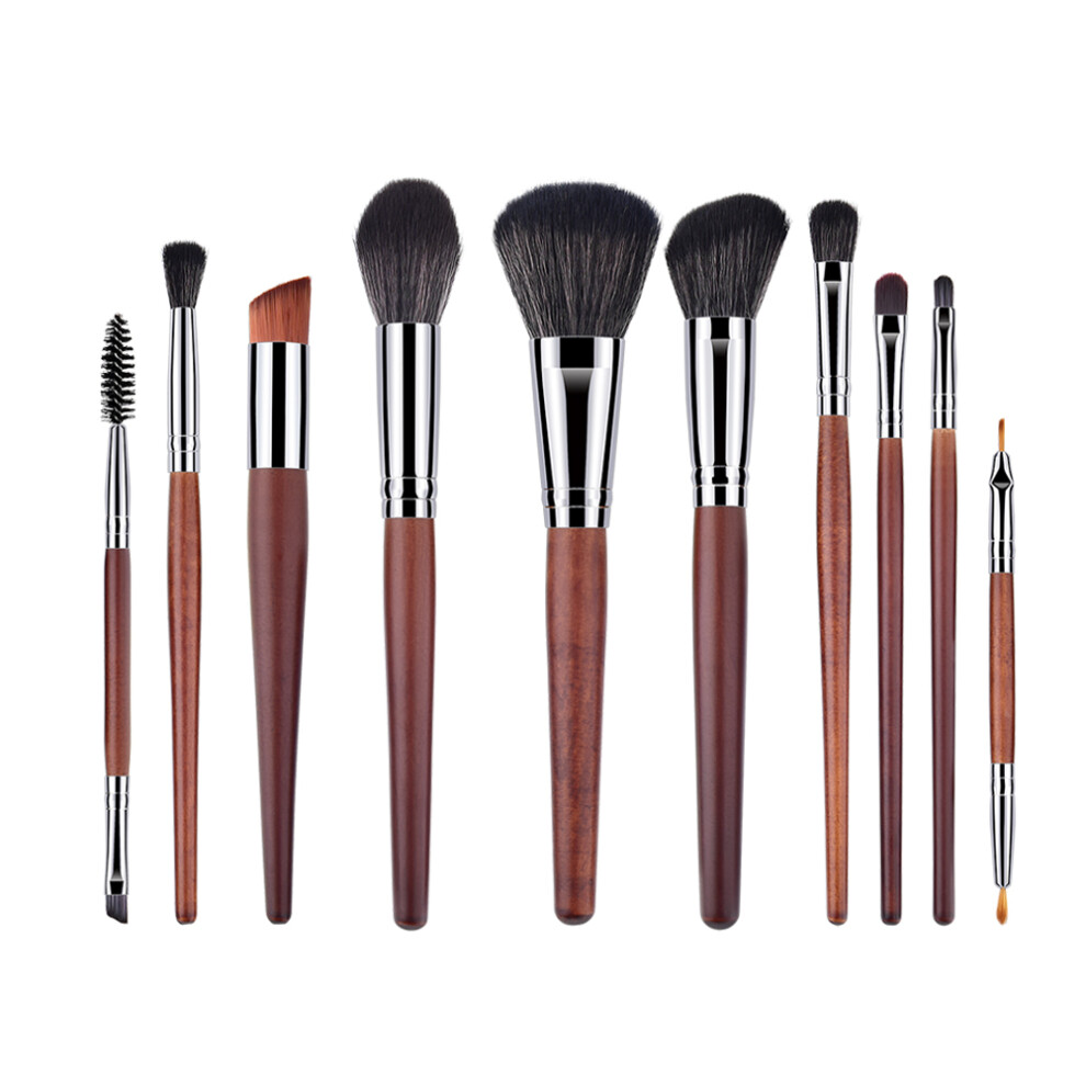 Artibetter 10Pcs Cosmetics Brush Set Nylon Bristles Assorted Color Wooden Handle