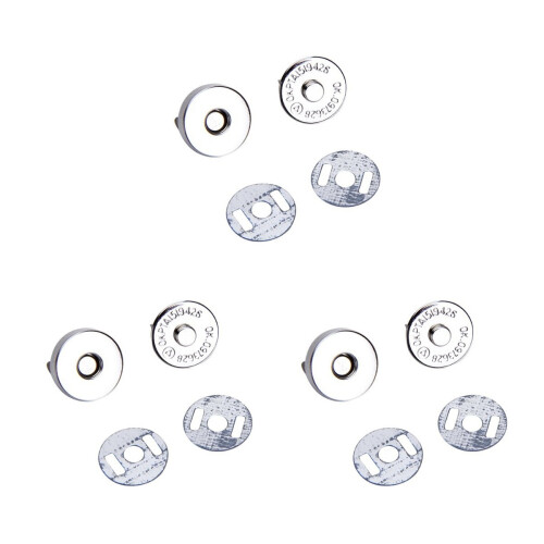 3Pcs Silver Magnetic Bag Clasps Round Sewing Buttons Durable Brass 1