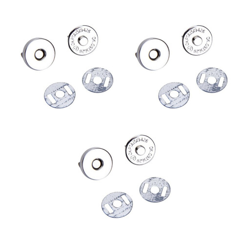 3Pcs Silver Magnetic Bag Clasps Round Sewing Buttons Durable Brass 2