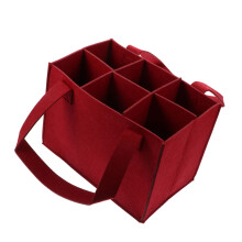 1Pc Red Felt Wine Bottle Organizer Bag for Travel and Picnic Use