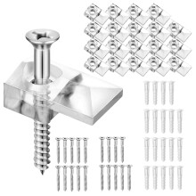 20Pcs Mirror Mounting Clips Metal Plastic Glass Shelf Support Brackets