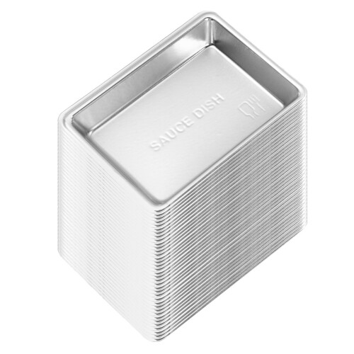 200Pcs Silver Plastic Disposable Sauce Containers Seasoning Dishes