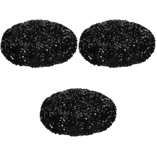 3Pcs Winter Sequined Beret Black Foldable Women's Sparkly Hat 2