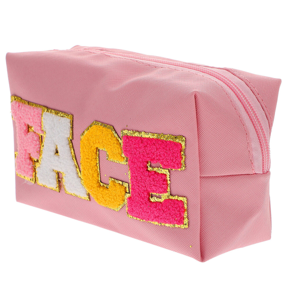 Totority Pink Pu Makeup Organizer Bag Practical Travel Cosmetic Pouch