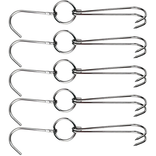 25Pcs Stainless Steel Double Roast Hooks Silver for Meat Poultry Bbq