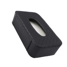 Black Car Napkin Box Leather Holder with Strap Round Edge Durable