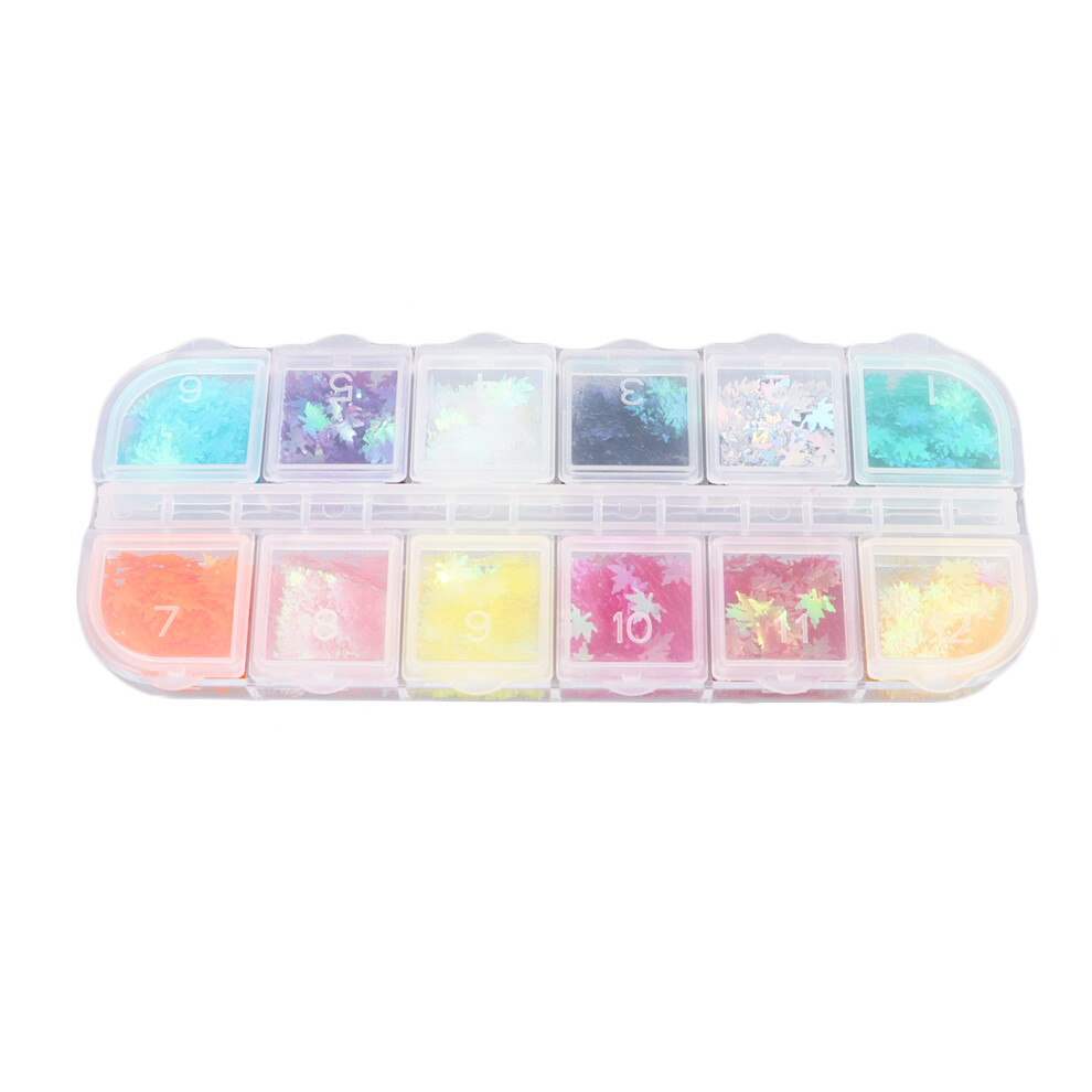 Villcase 12Pcs Assorted Color Maple Leaves Nail Stickers For Nail Art Decals