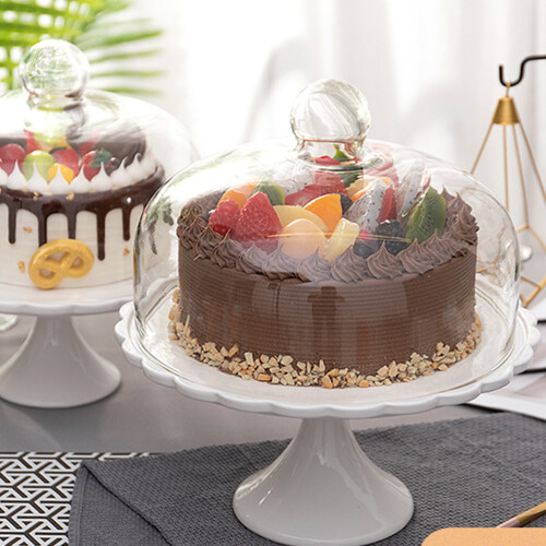 1Pc Durable Ceramic Glass Food Cover Multipurpose Cake Display Tray 2