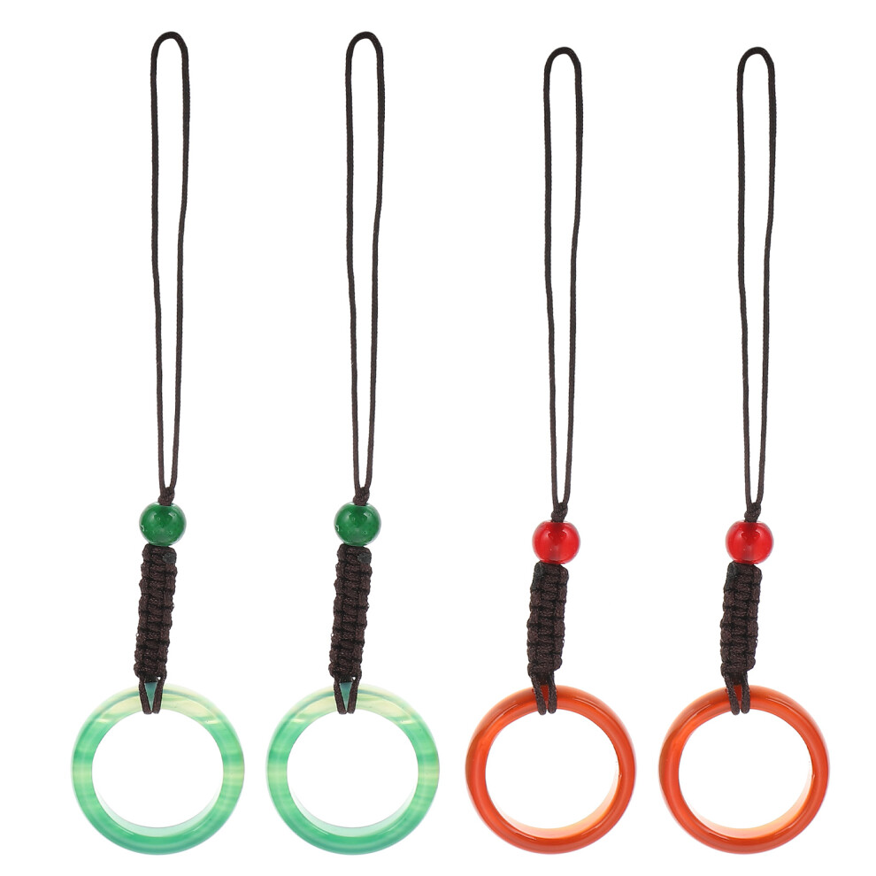 4Pcs Durable Nylon Rope Phone Chain Agate Pendant For Cellphones Red 3293155512390