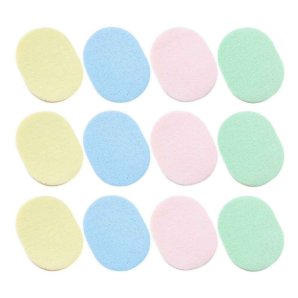 Ohphcall 12Pcs Portable Cosmetic Face Sponge Pads Comfortable Exfoliating Puffs