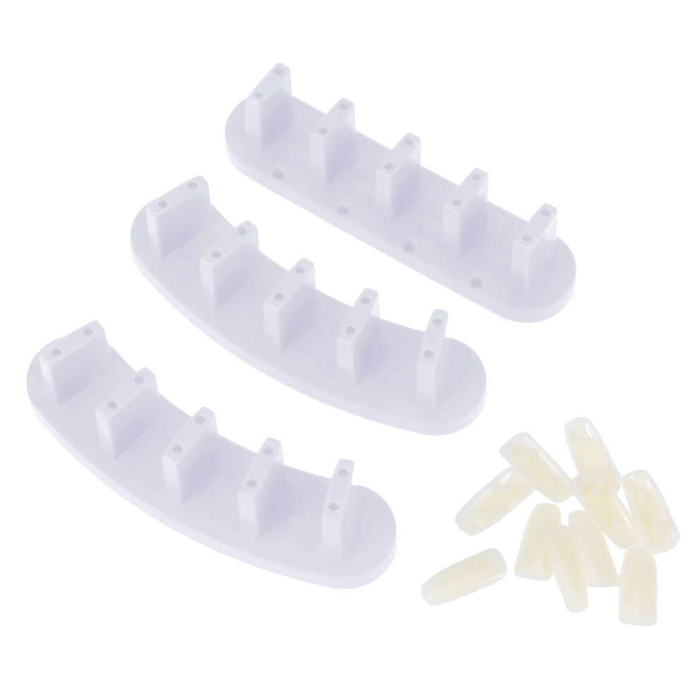 Totority White 3Pcs Nail Training Rack Plastic Tip Stand For Nail Art Practice