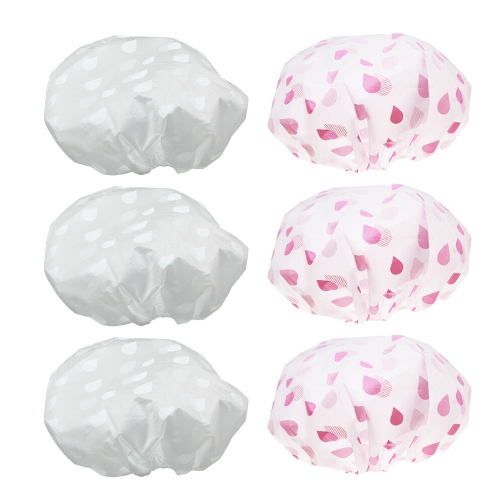 Vaguelly 6Pcs Waterproof Shower Caps For Women Multi Color Durable Bath Hats