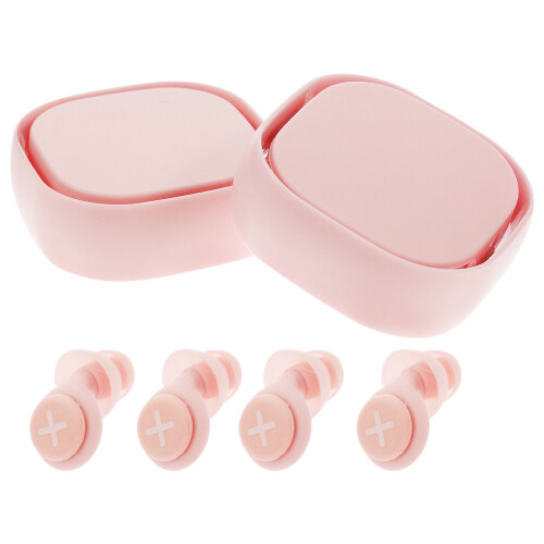 2Sets Pink Silicone Earplugs Noise Reduction for Travel