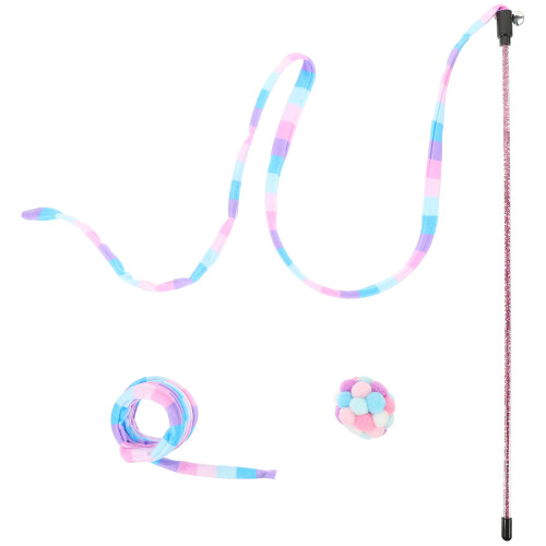 1Set Plush Cat Spring Toy Interactive Stick for Cats 2