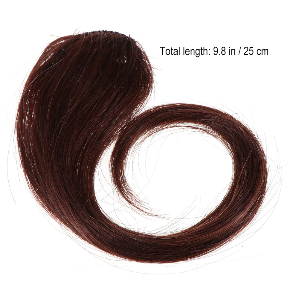 Ohphcall Unisex Brown Light Fake Bang Wig Fiber Hairpiece With Comb For Women
