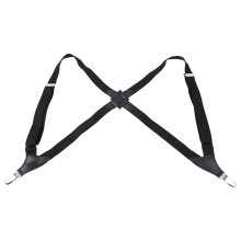 1Pc Unisex Black Clip-on Elastic Suspender Stylish Trouser Strap
