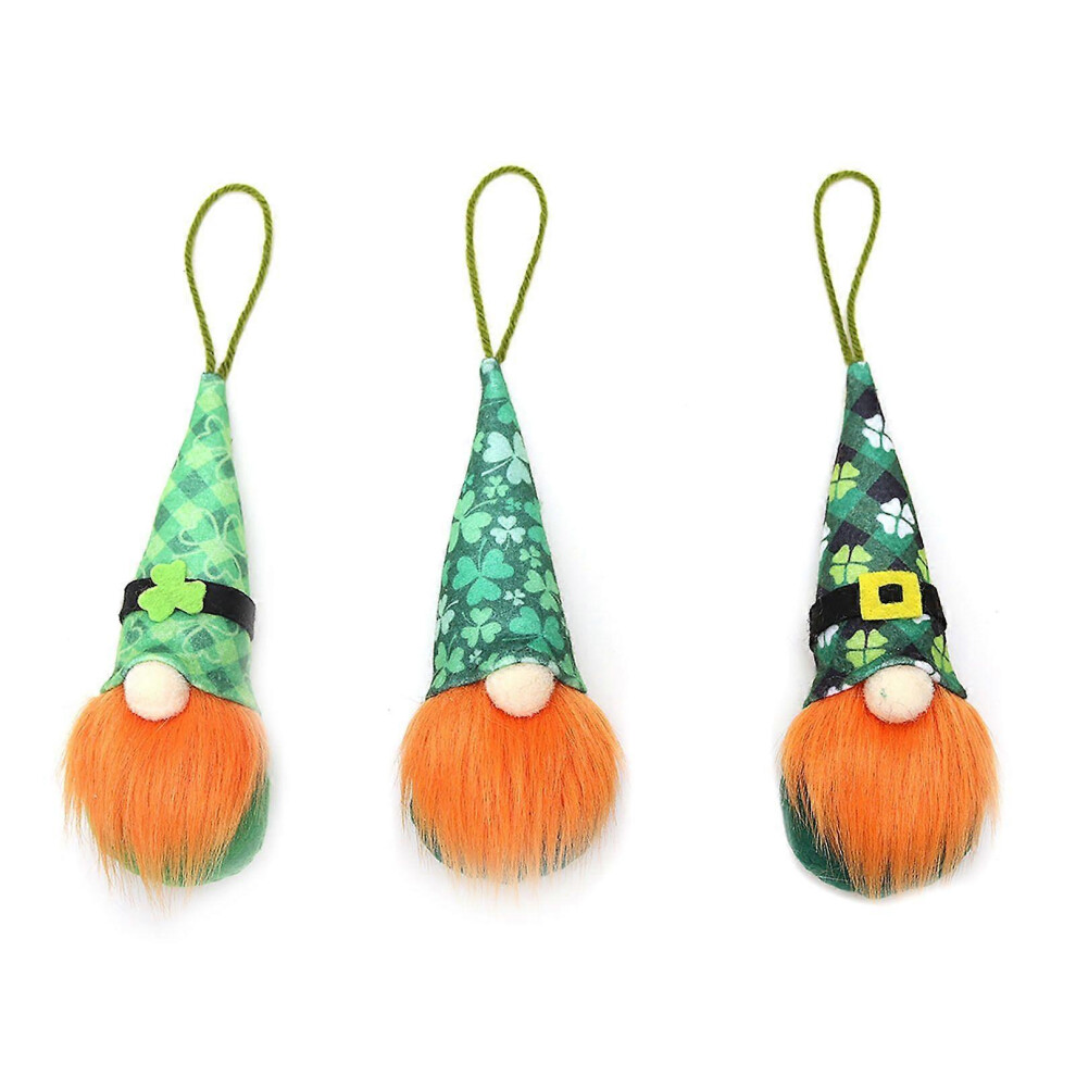 (As Show, One Size) 3Pcs Patrick's Day Gnome Decor Irish Leprechaun Scandinavian Tomte March Saint Paddy's Day Gift Hanging Tree Decorations 5213747887833
