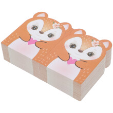 100Pcs Cartoon Deer Greeting Cards Orange Paper for Office Messages