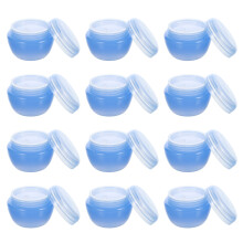 12Pcs Blue Plastic Cosmetic Cream Containers Jar for Travel Makeup